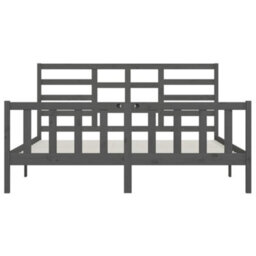 Berkfield Bed Frame Grey Solid Wood Pine 200X200 Cm - thumbnail 5