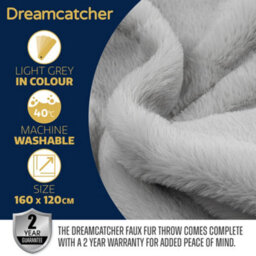 Dreamcatcher Light Grey Heated Throw Faux Fur Electric Blanket 160 X 130Cm Thermal Blanket & Timer 9 Heat Settings - thumbnail 7