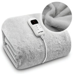 Dreamcatcher Light Grey Heated Throw Faux Fur Electric Blanket 160 X 130Cm Thermal Blanket & Timer 9 Heat Settings - thumbnail 1