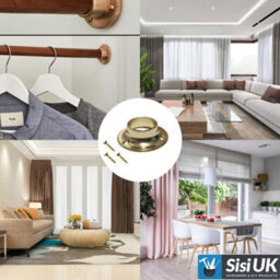 Sisi UK Heavy Duty Curtain Pole Holders Polished Brass Wall Mount Socket For Up To 19mm Diameter Rods Wardrobe Pole Holders With Screw (2) - thumbnail 5