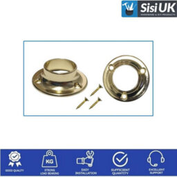 Sisi UK Heavy Duty Curtain Pole Holders Polished Brass Wall Mount Socket For Up To 19mm Diameter Rods Wardrobe Pole Holders With Screw (2) - thumbnail 4