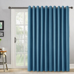 Bedlooms Blue Linen Curtain 100% Blackout Thermal Insulated Eyelet Door Curtain Single Panel 66 X 84 Inches With Tie Back - thumbnail 9