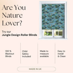 Lister Cartwright Jungle Design Blackout Roller Blinds Easy Fit Child Safety Included - Periwinkle , 150 X140 Cm - thumbnail 3