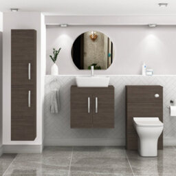 Royal Bathrooms Turin 600mm Wall Hung Vanity Unit 2 Door Grey Elm & Countertop Basin - Cube - thumbnail 2