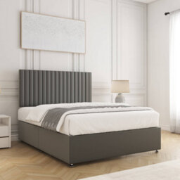 Bsspoke Brooke Divan Bed Set Grey Plush Velvet With 24Inch Panel Headboard No Drawers No Mattress In 3Ft 4Ft 4Ft6 5Ft 6Ft - thumbnail 3