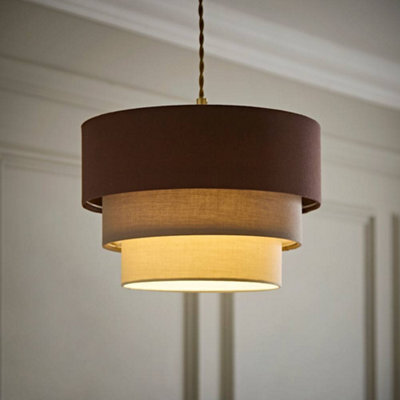 Valuelights Aztec Taupe Three Tier Easy Fit Ceiling Pendant Light Lamp Shade - image 1