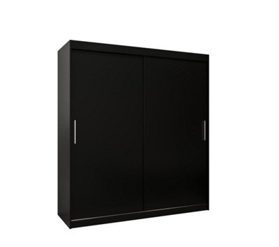 Arte Tokyo Contemporary 2 Sliding Door Wardrobe 9 Shelves 2 Rails Black Matt (H)2000mm (W)1800mm (D)620mm - image 1