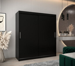 Arte Tokyo Contemporary 2 Sliding Door Wardrobe 9 Shelves 2 Rails Black Matt (H)2000mm (W)1800mm (D)620mm - thumbnail 2