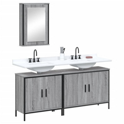 Berkfield 3 Piece Bathroom Furniture Set Grey Sonoma Engineered Wood - image 1