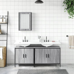 Berkfield 3 Piece Bathroom Furniture Set Grey Sonoma Engineered Wood - thumbnail 3