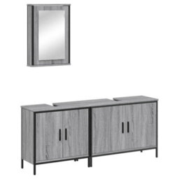 Berkfield 3 Piece Bathroom Furniture Set Grey Sonoma Engineered Wood - thumbnail 2