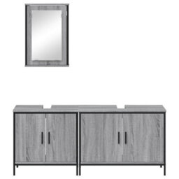 Berkfield 3 Piece Bathroom Furniture Set Grey Sonoma Engineered Wood - thumbnail 6
