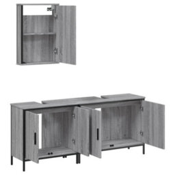 Berkfield 3 Piece Bathroom Furniture Set Grey Sonoma Engineered Wood - thumbnail 5