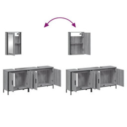 Berkfield 3 Piece Bathroom Furniture Set Grey Sonoma Engineered Wood - thumbnail 9