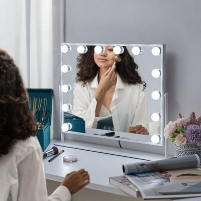 Living And Home Hollywood Vanity Mirror Lighted Makeup Mirror Rotatable With 14 Led Bulbs, Touch Screen And 3 Lighting Modes - image 1