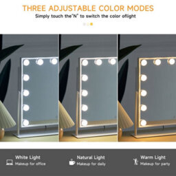 Living And Home Hollywood Vanity Mirror Lighted Makeup Mirror Rotatable With 14 Led Bulbs, Touch Screen And 3 Lighting Modes - thumbnail 2