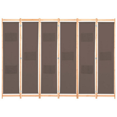 Berkfield Stylish 6-Panel Room Divider Brown 240X170X4 Cm Fabric - image 1
