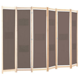 Berkfield Stylish 6-Panel Room Divider Brown 240X170X4 Cm Fabric - thumbnail 3