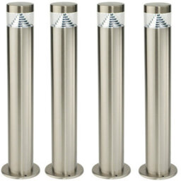 4 Pack Outdoor Garden Bollard Light Steel Pyramid Cool White Led Lamp Post Ip44
