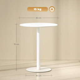 Homcom Dining Table, 60 Cm Round Kitchen Table For 2 With Steel Base, White - thumbnail 3