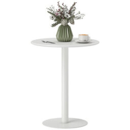 Homcom Dining Table, 60 Cm Round Kitchen Table For 2 With Steel Base, White - thumbnail 2