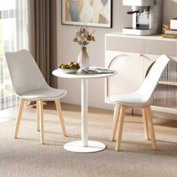 Homcom Dining Table, 60 Cm Round Kitchen Table For 2 With Steel Base, White