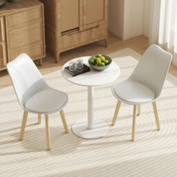 Homcom Dining Table, 60 Cm Round Kitchen Table For 2 With Steel Base, White - thumbnail 6