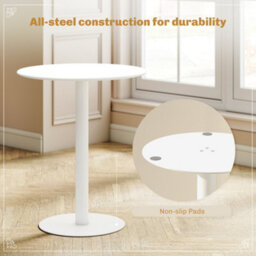 Homcom Dining Table, 60 Cm Round Kitchen Table For 2 With Steel Base, White - thumbnail 5