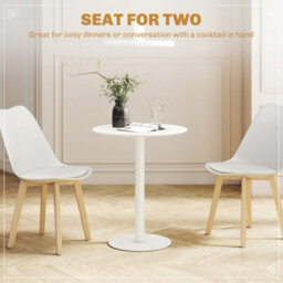 Homcom Dining Table, 60 Cm Round Kitchen Table For 2 With Steel Base, White - thumbnail 4