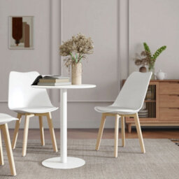 Homcom Dining Table, 60 Cm Round Kitchen Table For 2 With Steel Base, White - thumbnail 9
