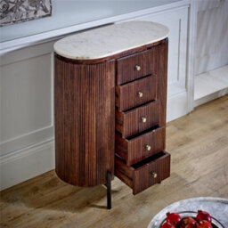 Worcester Ruby Mango Wood Wide Chest Of Drawers With Marble Top & Metal Legs - thumbnail 2
