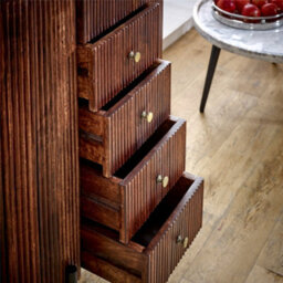 Worcester Ruby Mango Wood Wide Chest Of Drawers With Marble Top & Metal Legs - thumbnail 3