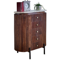 Worcester Ruby Mango Wood Wide Chest Of Drawers With Marble Top & Metal Legs - thumbnail 4
