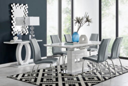 Furniturebox Uk Arezzo Large Extending Dining Table And 6 Grey Isco Chairs - thumbnail 1
