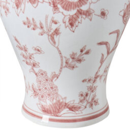 Wyld And Coco Aurora Porcelain Flower Vase With Lid White And Red Floral Ginger Jar Antique-Inspired - 18Cm X 38Cm - thumbnail 6