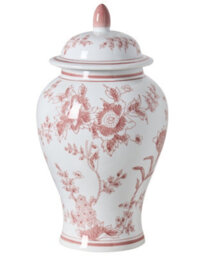 Wyld And Coco Aurora Porcelain Flower Vase With Lid White And Red Floral Ginger Jar Antique-Inspired - 18Cm X 38Cm - thumbnail 1
