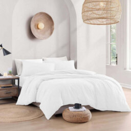 Bedlooms White Plain Dyed Duvet Cover Complete Bedding Set, Breathable & Anti-Allergic Microfiber, Double 200X200Cm - thumbnail 1