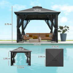 Outsunny Gazebo Party Tent Canopy Sun Shade For Patio Garden 3X3(M) - thumbnail 3