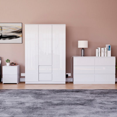 Lassic Vida Designs Glinton 3 Piece White Fsc Bedroom Set - (6 Drawer Chest, 3 Door Wardrobe, 2 Drawer Bedside Chest) - image 1