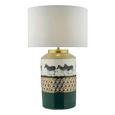DAR Callie Table Lamp Green/gold Zebra Motif Base Only - image 1