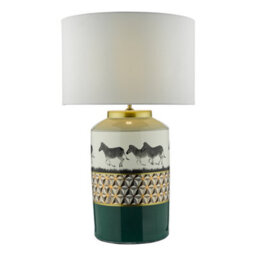DAR Callie Table Lamp Green/gold Zebra Motif Base Only - thumbnail 1