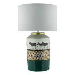 DAR Callie Table Lamp Green/gold Zebra Motif Base Only - thumbnail 2