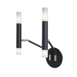 Luminosa Lighting Luminosa Vigo Modern Candle Wall Lamp Black, Glass Matt White Shade - thumbnail 1
