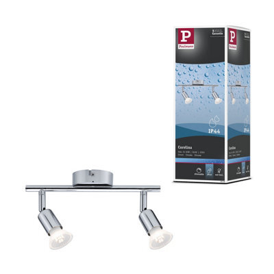 Paulmann 66748 Ceiling Spotlight Carolina Ip44 Gu10 230V Max. 2X10W Dimmable Chrome Double-Flame Spotlight - image 1