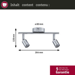 Paulmann 66748 Ceiling Spotlight Carolina Ip44 Gu10 230V Max. 2X10W Dimmable Chrome Double-Flame Spotlight - thumbnail 4