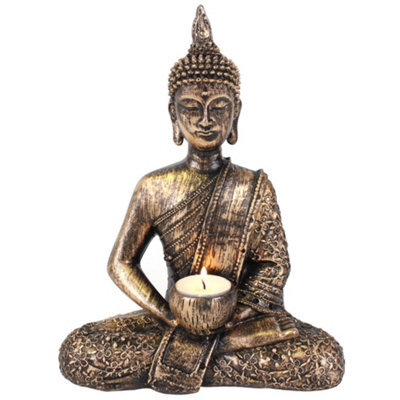 Sitting Thai Buddha Tealight Holder - Bronze - image 1