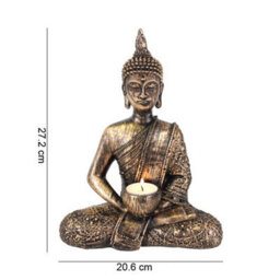 Sitting Thai Buddha Tealight Holder - Bronze - thumbnail 3