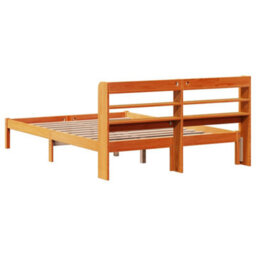 Berkfield Bed Frame With Headboard Without Mattress Wax Brown 135X190 Cm Double - thumbnail 8