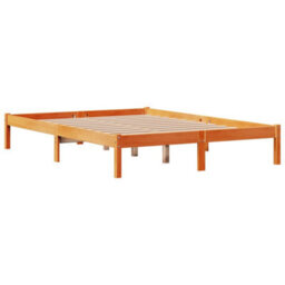 Berkfield Bed Frame With Headboard Without Mattress Wax Brown 135X190 Cm Double - thumbnail 4