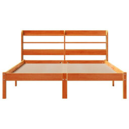 Berkfield Bed Frame With Headboard Without Mattress Wax Brown 135X190 Cm Double - thumbnail 6